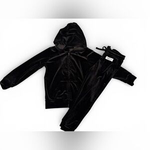 Bella & Omi Black Velour Hoodie and Jogger Set